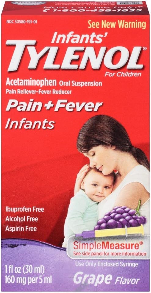 Tylenol Infants 'Pain + Fever Oral Suspension Grape Flavor - 1 oz, Paket 3