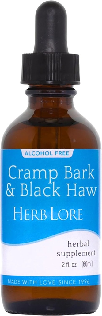 Herb Lore Cromp Bark & Black Haw Tincture - Alkohol Cair Bebas Herbal Menstrual Menstrual Menstrual Menmping untuk Periode Kram, Ketegangan Otot & Uterine Dukungan (2 FL Oz)