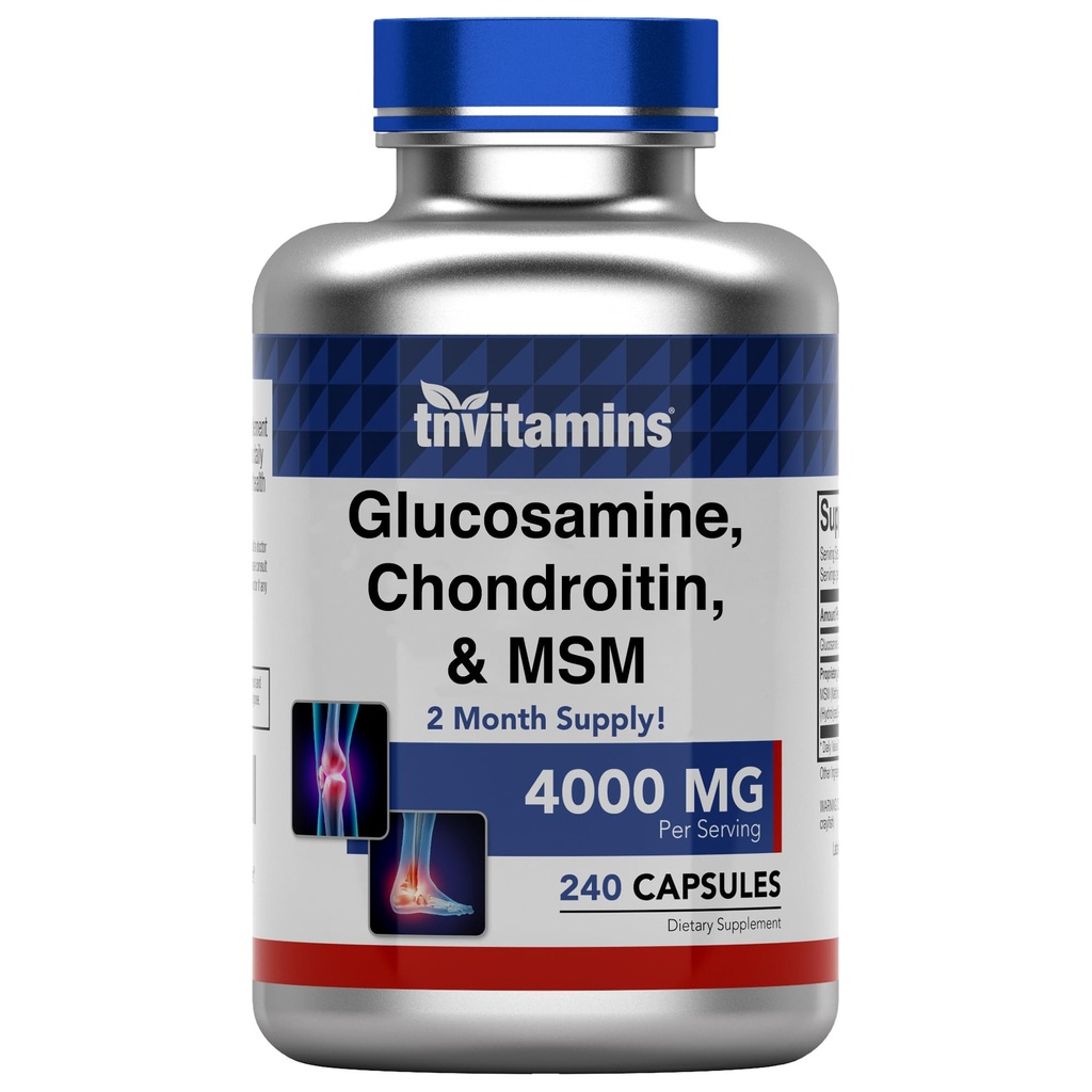 tnvitamin Glucosamine, Chondroitin, & MSM (4000 MG - 240 Capsules) untuk Pria & Women & Women 124; Joint Support Complex * Complex 124; More than Triple Kekuatan!