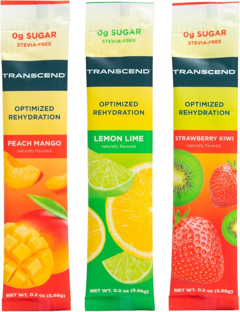 Transcend Hidration - Rehidrasi Optimal dengan Tanpa Gula atau Stevia Plus BCAA dan Magnesium - Tidak ada Efek Gula Darah - 30-Pack
