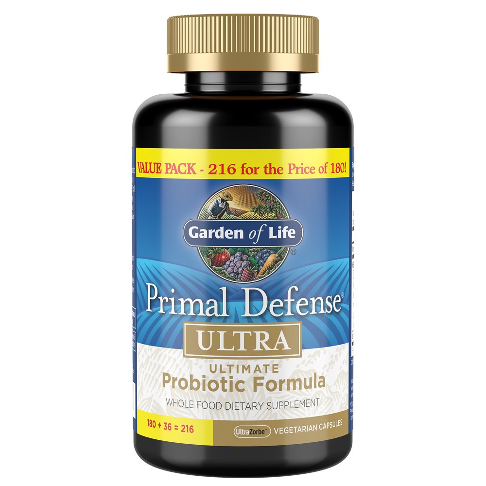 Garden of Life Propoles for Digetical Health Health Saldo, Primal Defense Ultra Formula Ultimate, 15 Milyar CFU dan 13 Strains Plus HSOs, Vegetarian dan Gluten Free, 216 Capsules