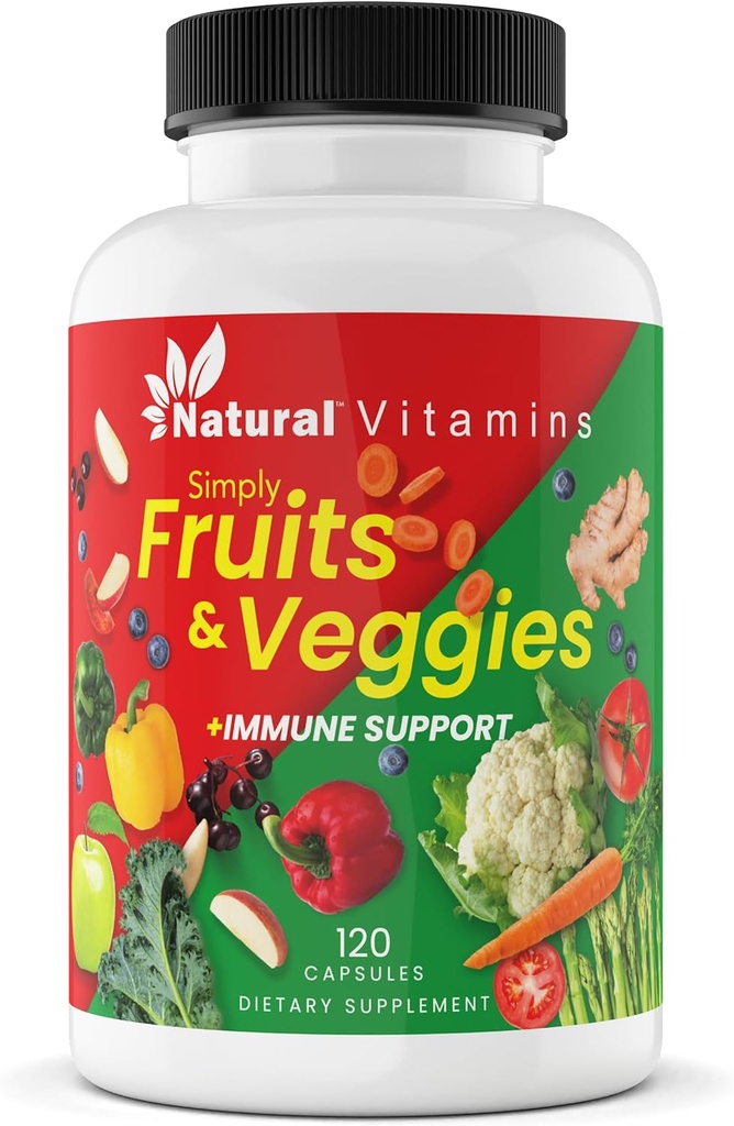Fruits & Vegies Supplement Capsules - High- Potency Daily Wellness Blend - Dikemas dengan Estible Vitamin, Antioksidants, dan Mineral - Supports Balanced Nutrition & Optimal Health (Red & Green)