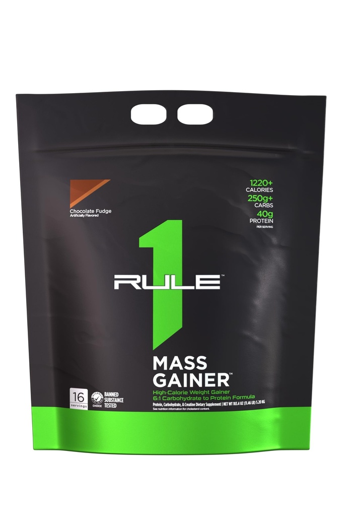 Aturan 1 Protein Mass Gainer - High- Calorie Weight Wein Formula Gain dengan 1,220 + Calories, 250g + Complex Carb Blend, 40g All- Whey Protin Per Serving (16 Serving, Chocolate Fudge)