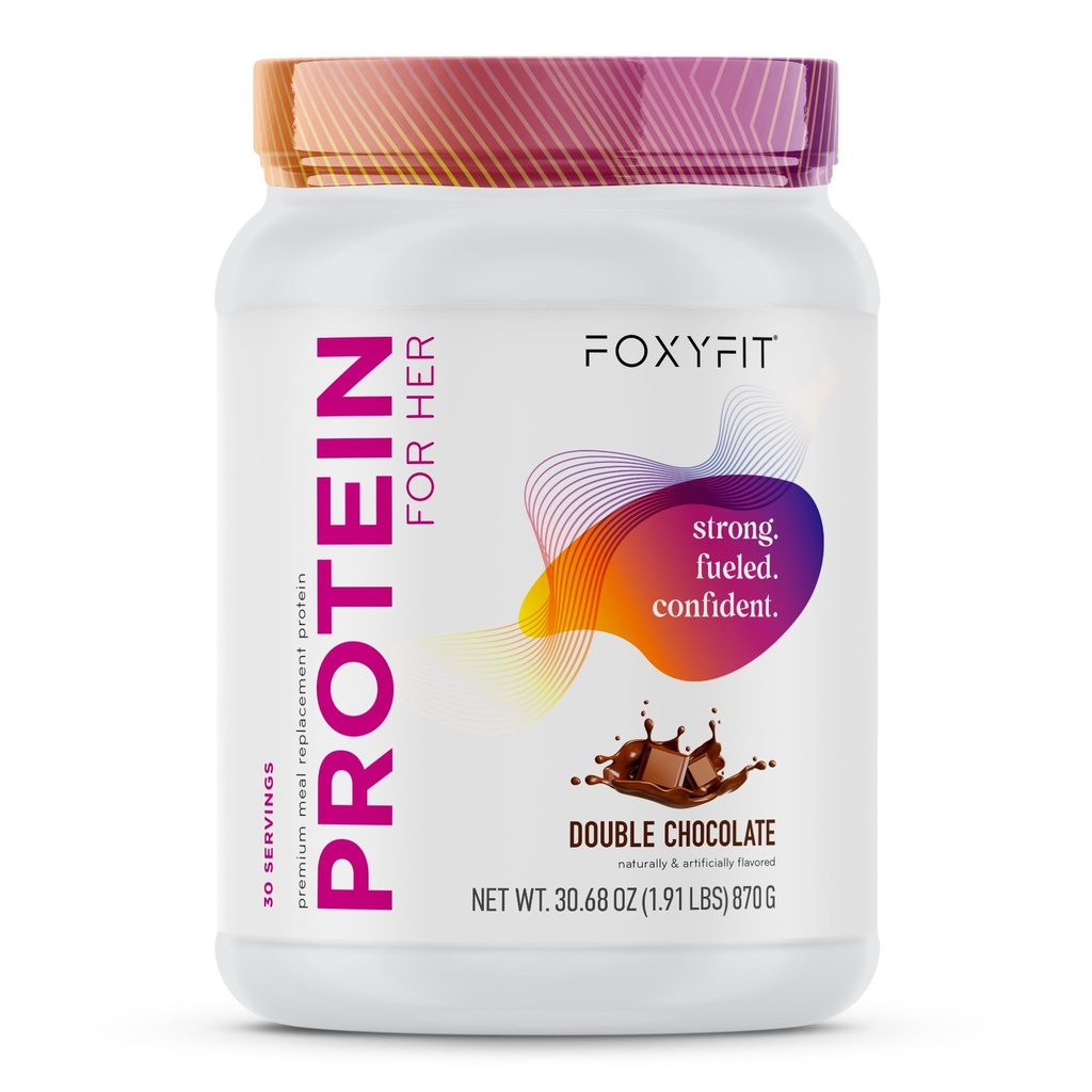 Foxy Fit Protein untuk-nya, Powder Whey Chocolate ganda dengan CLA dan Biotin untuk Glow Sehat (1.85 pon)