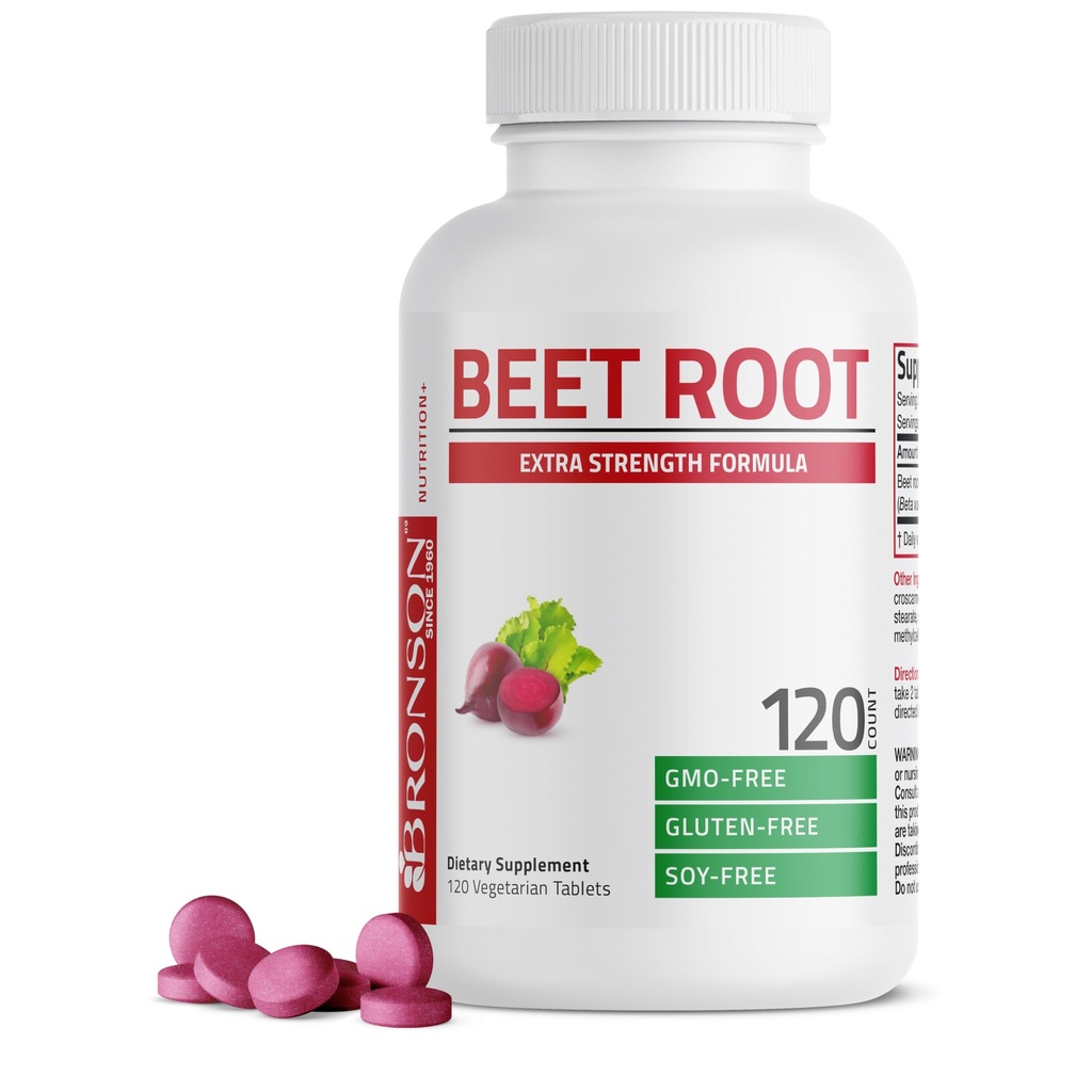 Bronson Beet Root Ekstra Kekuatan, Non- GMO, 120 tablet Vegetarian