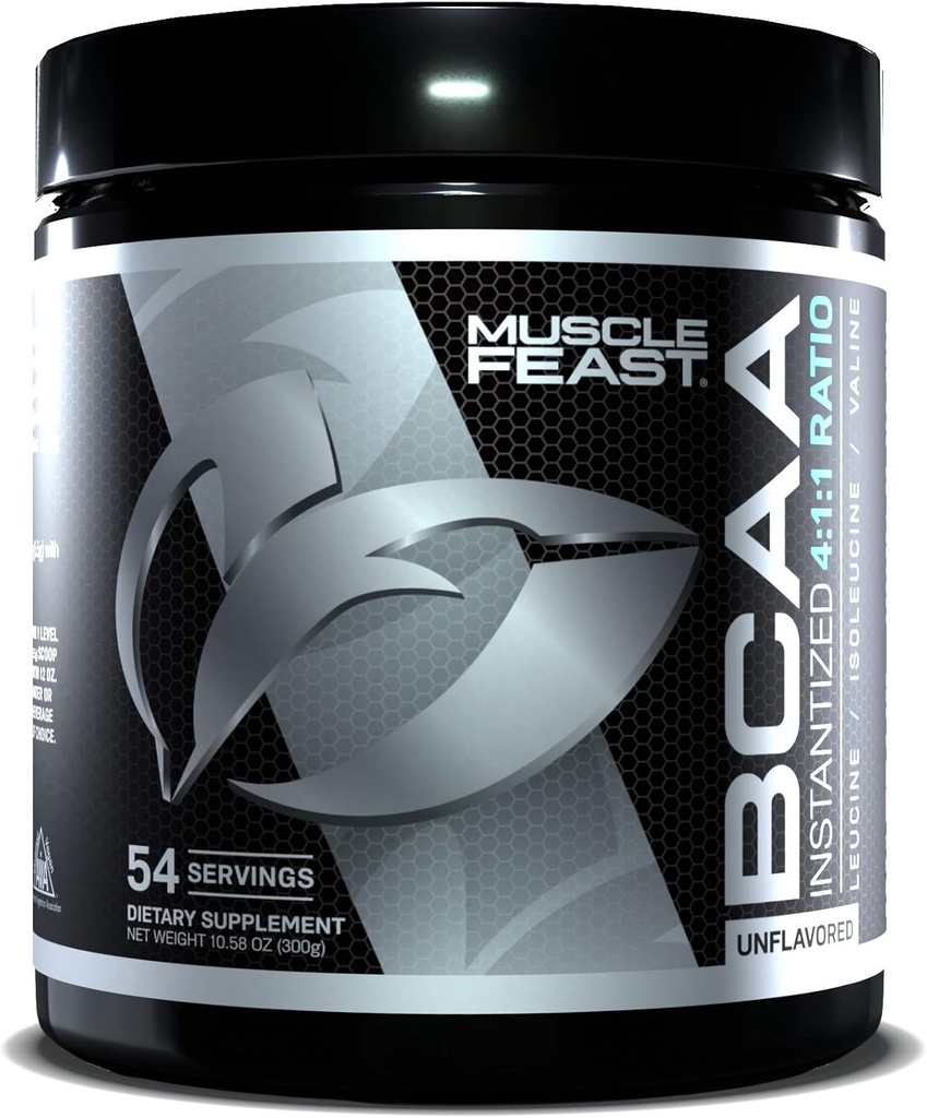 Feast Vegan BCAA Powder 4: 1: 1 Rasio Keto Friendly Sugar Post Recorvery, Unflafeted, 300g...