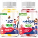 Vitamin D3 K2 Gummies 5000 IU - Imune & Stok Tulang & Magnesium Gummies untuk Anak-anak & Dewasa - 500mg