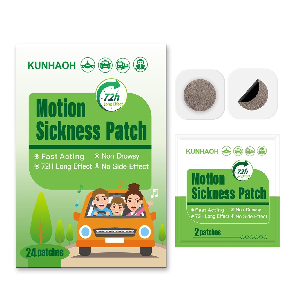 Motion Sickness Patch, Sea Sickness Patch with Waterproof and Non Drowsy 24 Count