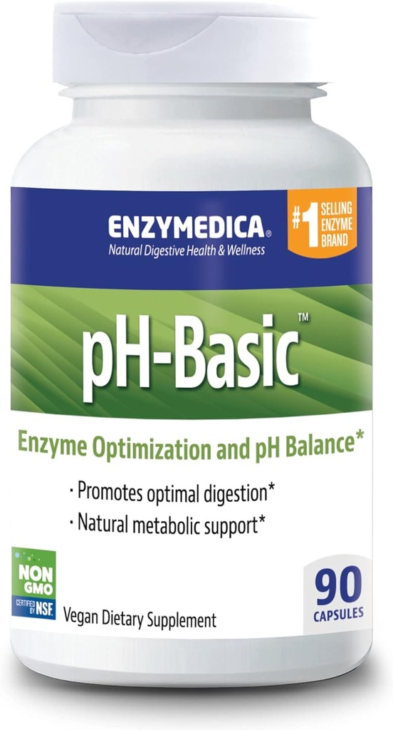 Enzymedica, pH-Basic, includes Digetical Enzymes, Nutrients & Herbs, Support Healthy Diffically & pH balance, 90 Count - FFP