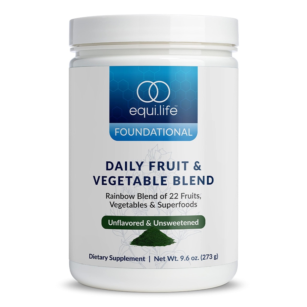 Equilife Daily Fruit & Vegetable Blend, Superfood Antioksidant Support with 22 Organic Fruits & Vegetables, Unfetamined, Vitamin C, Fiber, 9 Escuble Amino Acids, Supports Energy, 30 Service Tub