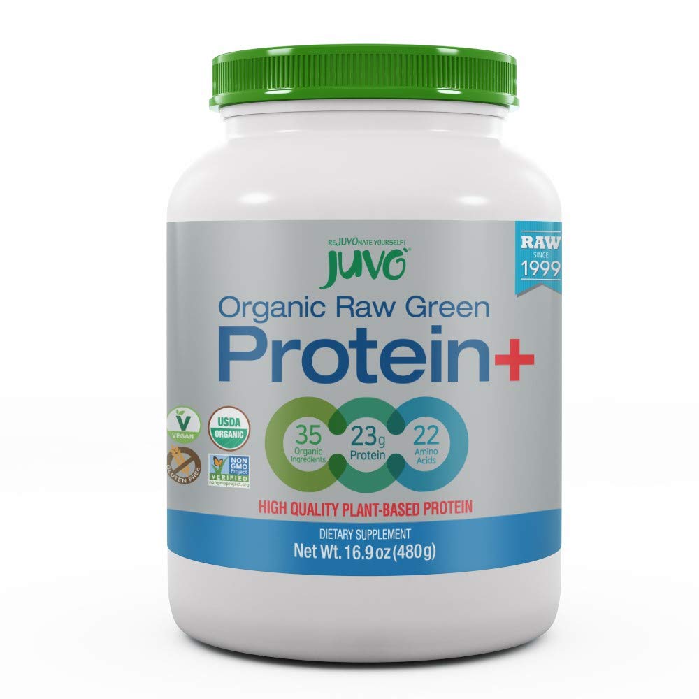 Juvo Raw Green Protein Organik, Vegan, Gluten Free, Non- GMO, Kosher, No Stevia, 23g Protein, Complete Acid Profile, 16.9 Ounce