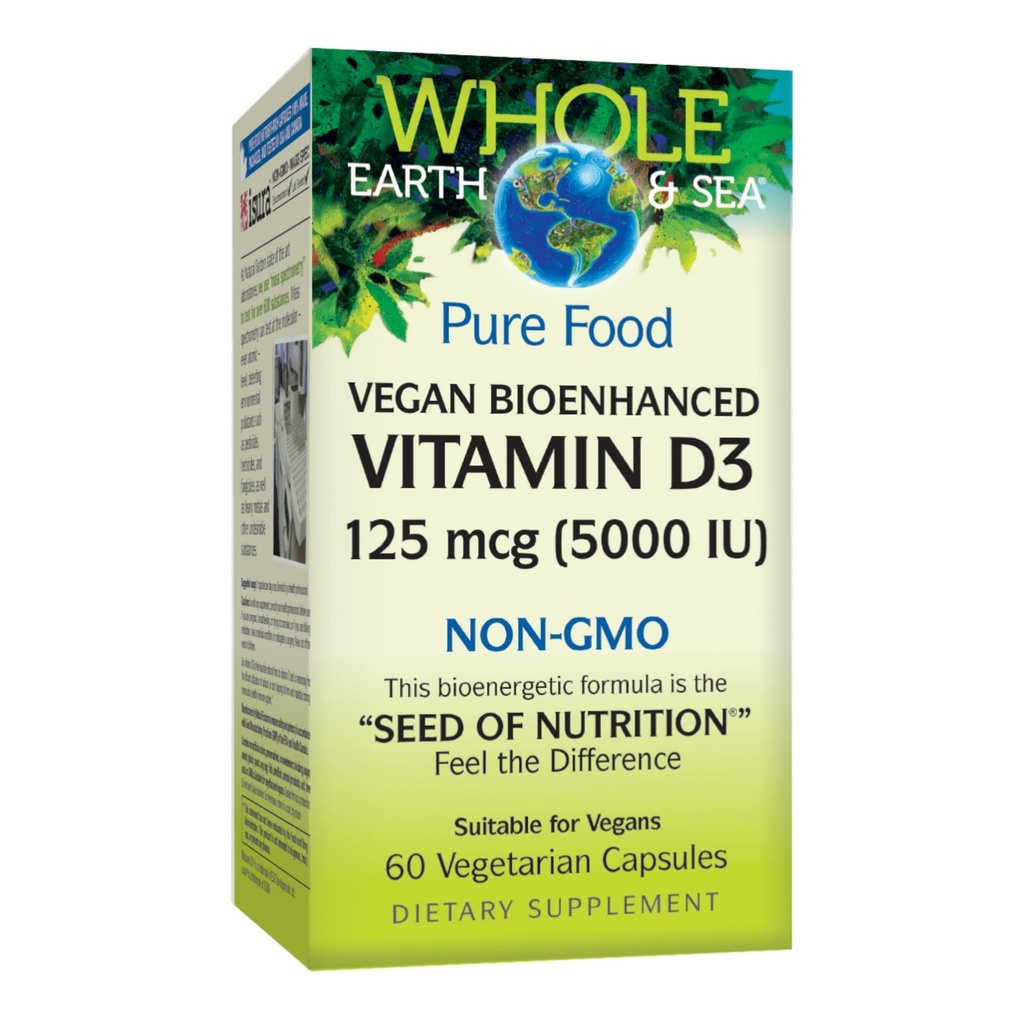 Faktor Natural Whole Earth & Sea Vitamin D3 125mcg (5.000 IU), Vegan Bioimpered, 60 Vegetarian Capsules