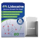 Upoiut 4% Lidocaine Patches, 20 Count Patches Maximum Power Lidocaine Patches (20 Patch), for Muscle Pain Relief in The Neck, Shoulders, Back, Knules, and Anks, 12 Hour Pain Relief-012345