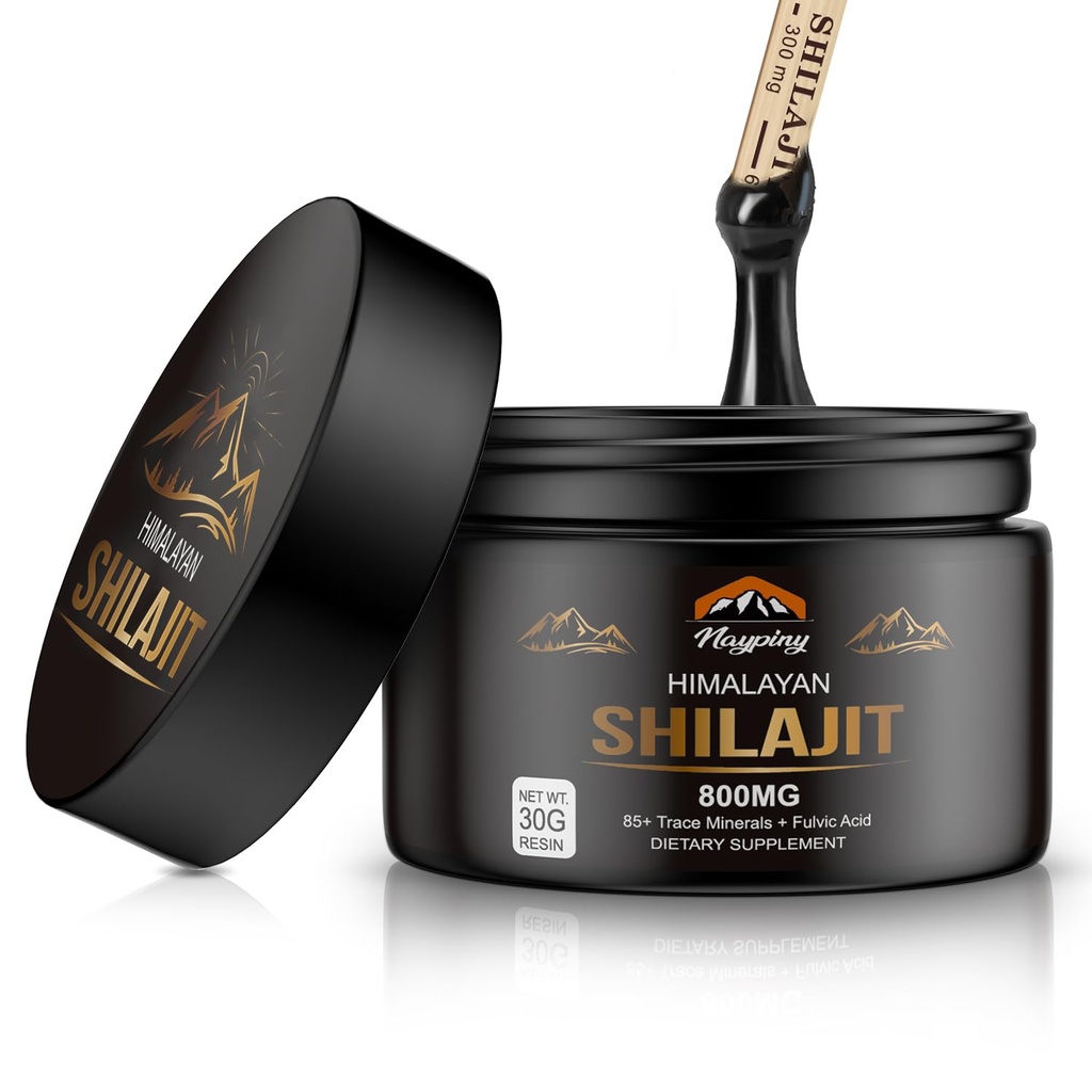 Shilajit Pure Himalaya Resin Organik - 800mg Golden Grade Shilajit Resin dengan Fulvic Acid & 85 + Trace Mineware Complex for Energy, Kekuatan & Imunity, Shilajit for Men & Women, 800mg