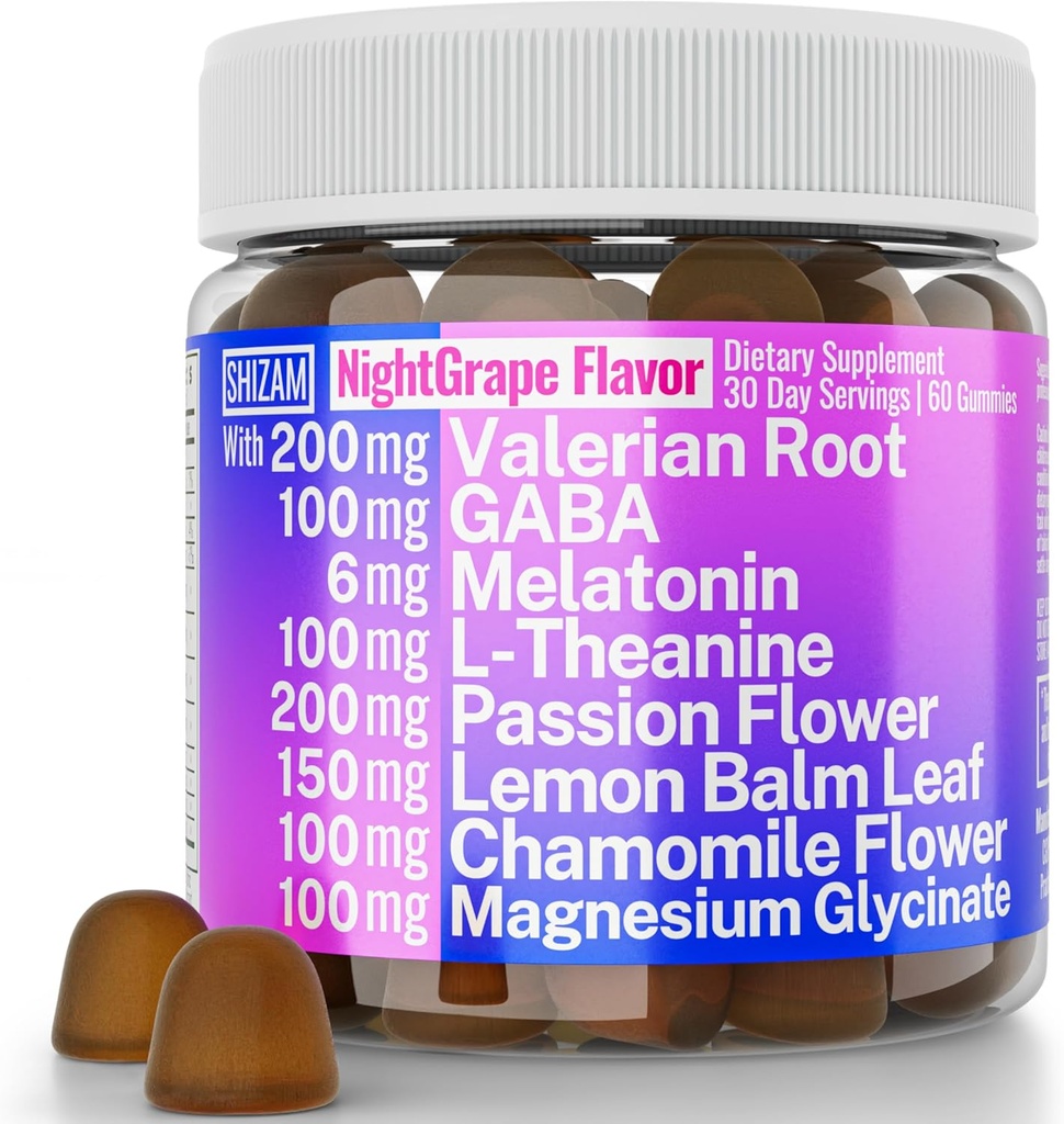 SHIZAM Valerian Root Chamomile Gummies, Aid for Calm & Stress for Kids & Adulants, Capsules Tincture Extract Drops Pil Colls Tea Liquid Alt, Supplemen, Valaria Roots Organic Sleep 500mg Herb