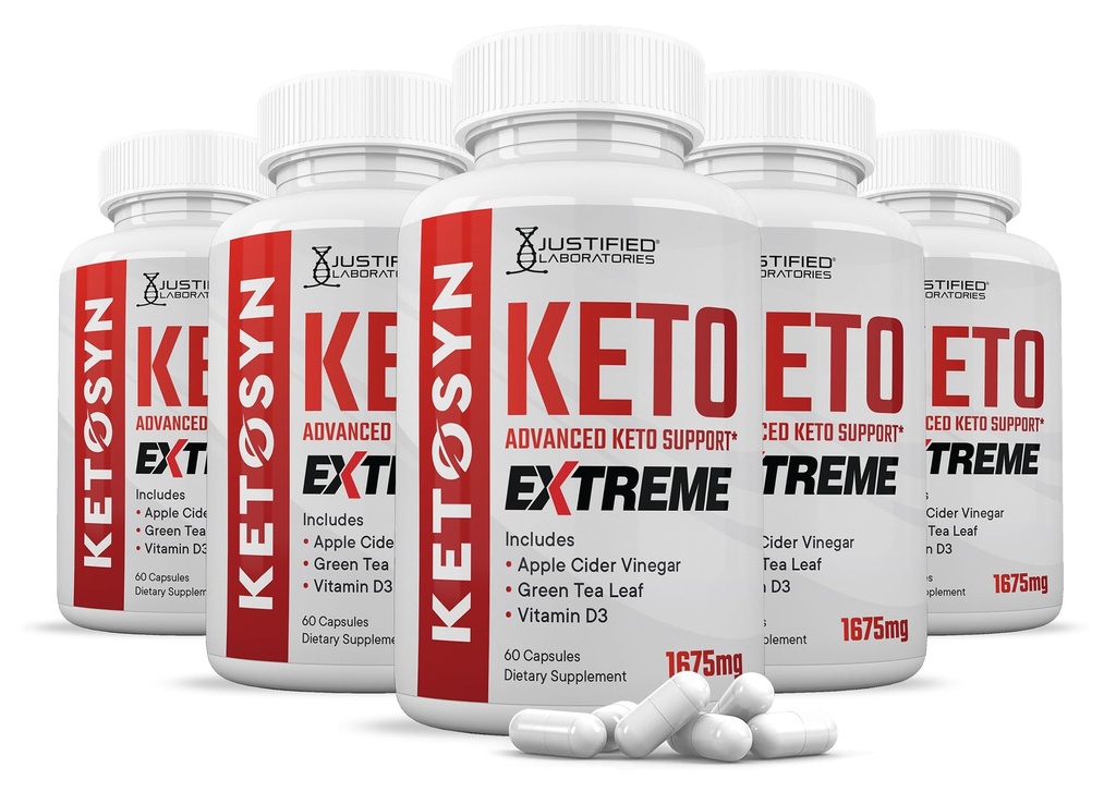 (5 Paket) Ketosyn Keto ACV Extreme Pill 1675 MG Keto Dukungan Katup Kemo Alternatif Untuk Keto Gummies Terbuat dengan Apple Cider Vinegar Ekstra Virgin Powder Green Tea Leaf 300 Capsules