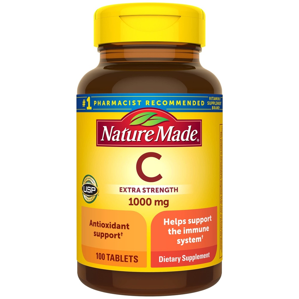 Nature Made Strength Vitamin C 1000 mg, Dietary Supplement for Imune Dupport, 100 Tablet, 100 Day Supply