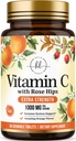 Vitamin C Supplemen 1000mg - Ekstra Kekuatan dengan Rose Hips Bioflavonoid - Sugar Free Vitamin C Pil Chewable, Alam Vit C untuk Dukungan Imune & Pelindung Antioksidant - 60 Tablet Chewable