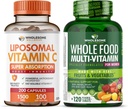 Whyesome Wellness Lipomal Vitamin C Capsules (200 Pills 1500mg Buffered) High Absorpsi VIT C + Whole Food Multivitamin for Women - Natural Multi Vitamin, Minetrals, Organik Extracts Bundle
