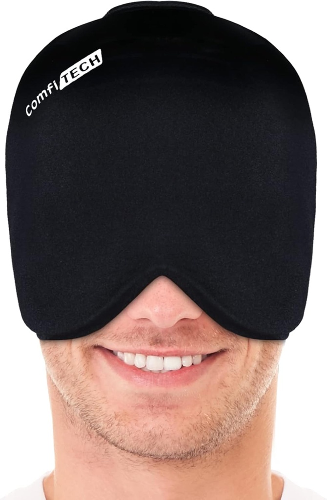 ComfiTECH Head Ice Pack Crap Cold Cap Cooling Gel Hat, Large, Black