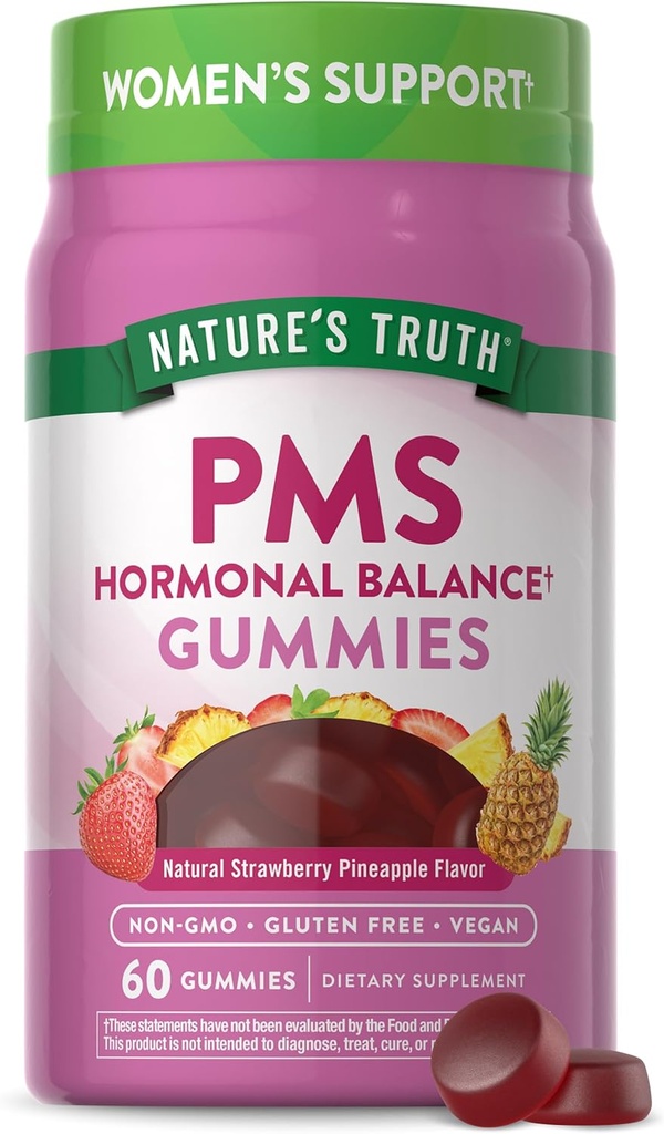 Nature 's Truth PMS Hormonal Balance Dukung Gummies for Women 144; 60 Count 124; Vegan, Non-GMO & Gluten Free Suplemen