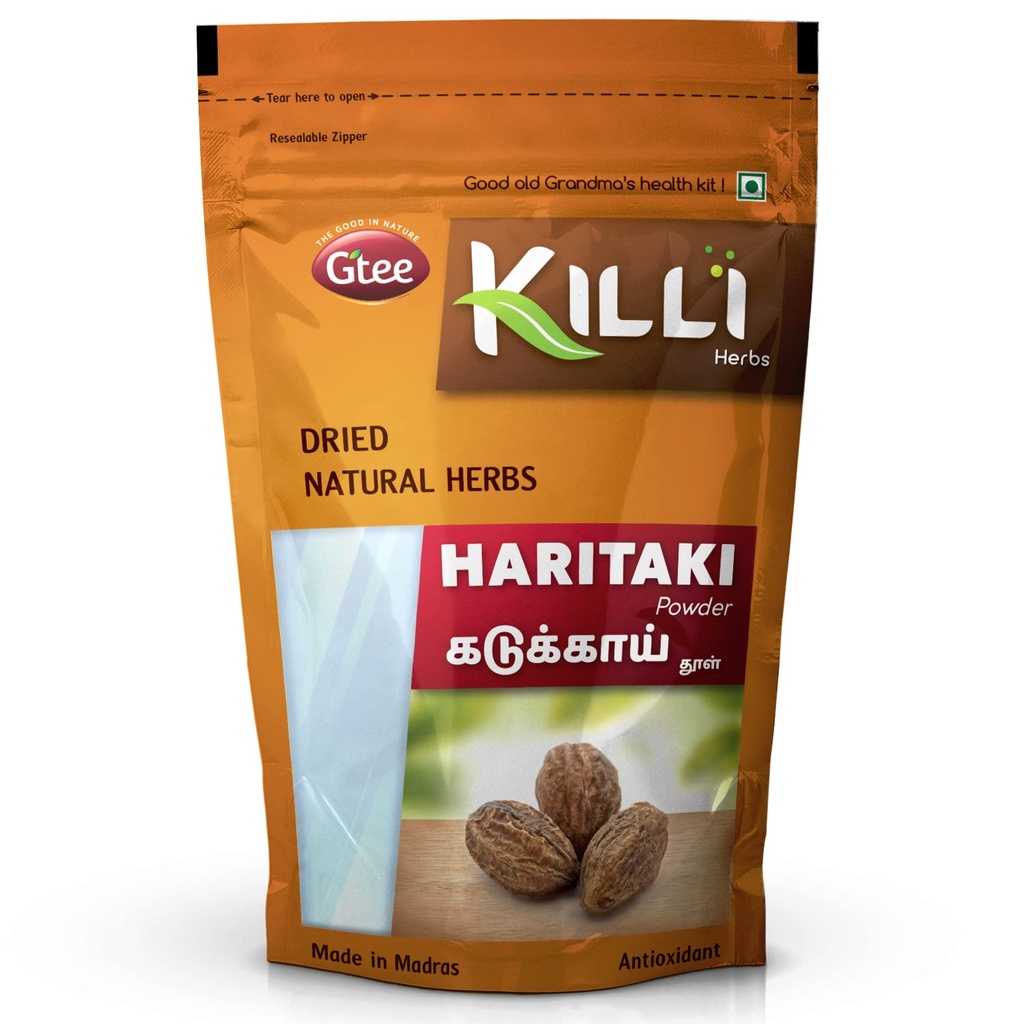 Killli Haritaki 124; Kadukkai 124; Myrobala 124; Karakkaya 124; Terminalia chebula 124; Harad Powder, 100g