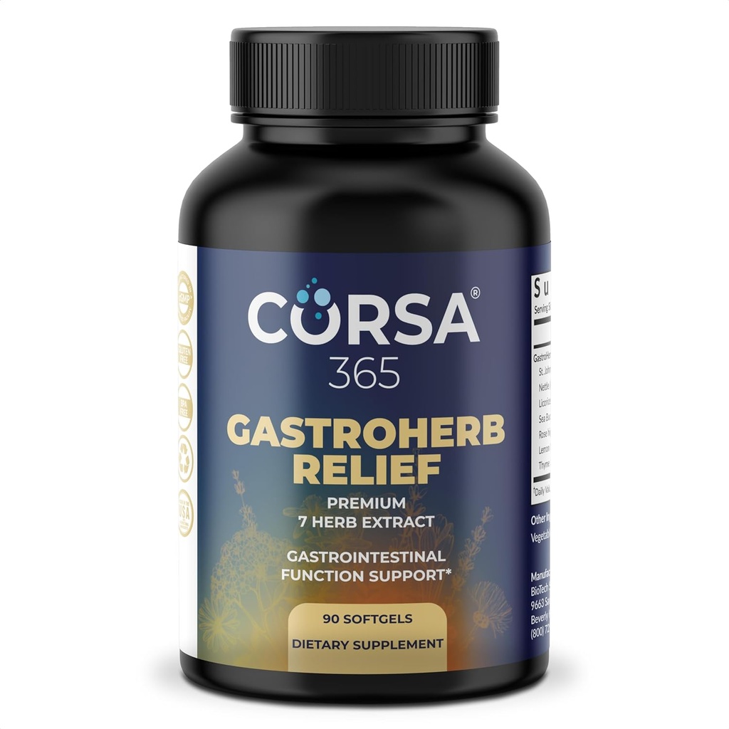 Relief Gastroprof 7 Herbs Extract - Imune Supplication Duption Digetical Healthy Gut - Suplemen kekebalan untuk Pria dan Wanita - St Johns Natural Welt, Root Licorice, Rose Hip Oils - 90 Softgeels