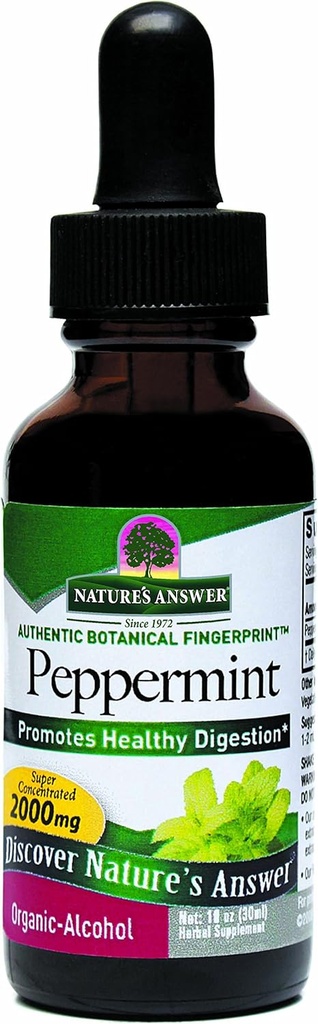 Jawaban Alam Peppermint Leaf dengan Alkohol Organik, 1 - Fluid Ounce 124; Digetical Dukungan 126; Minimalkan Inservach Discomfort 124; Dietary Bowel Support