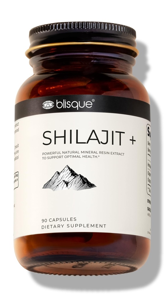 Blisque - Pure Himalaya Organik Shilajit Extract Capsules 124; Authic dan Natural 124; Golden Grade A 124; Berisi Fulvic Acid dan Trace Minirnur 124; 90 Capsules