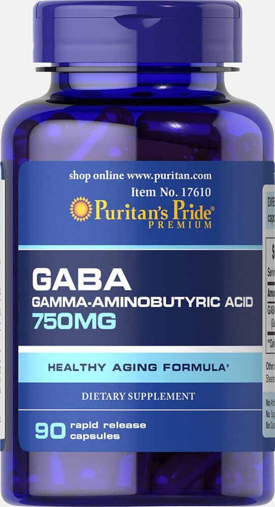 Puritan Pride Gaba Gamma Aminobutyric Acid 750 Mg Capsules, 90 Count