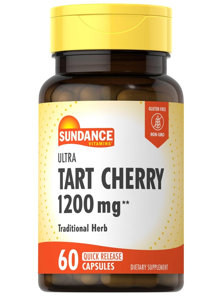 Sundance Tart Cherry Capsules 1200 mg 124; 60 Count 124; Tradisional Herb 124; Non-GMO dan Gluten Free Suplement
