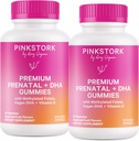 Pink Stork Premium Prenatal Gummy Vitamin dengan DHA, Flolate, dan Vitamin D - 60 Vegan Gummies - 2 Pack