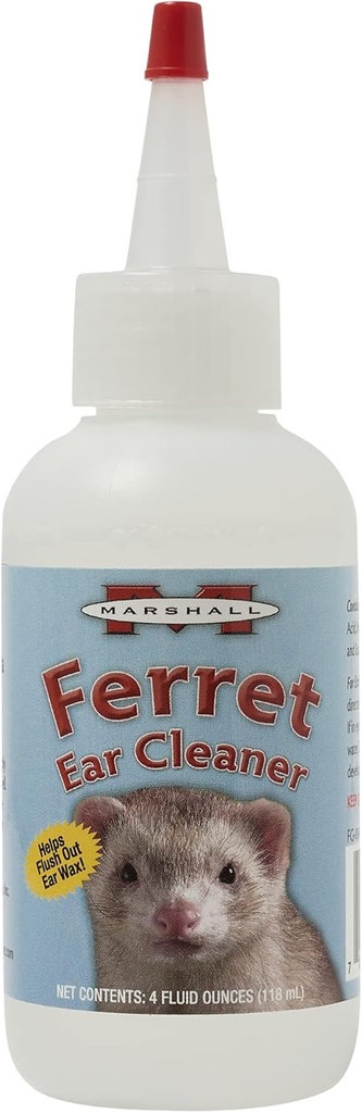 Marshall Ferret Ear Cleaning Solution - 4 oz - Femula Lembut untuk Hapus Dirt dan Wax - Berisi Eucalyptol untuk mendukung Ear sehat Ternak - Tidak Perlu Swabs