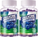 Creatine Monohydrate Gummies Complex for Men & Women -Advanced Formula W / L-Taurine + Vitamin B12, Sugar Free Chewable Supplemen, 180 Blueberry Gummies 2pack