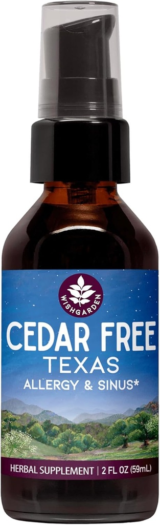 WishGarden Herbs Cedar- Free Texas Allergy & Sinus - Plant-Based Herbal Allergy Relief for Dewasa, Membantu Soothe Cedar Fever Sympitics, Zona 5 Allergy Formula, Texas Cedar Fever Relief Drops, 2oz