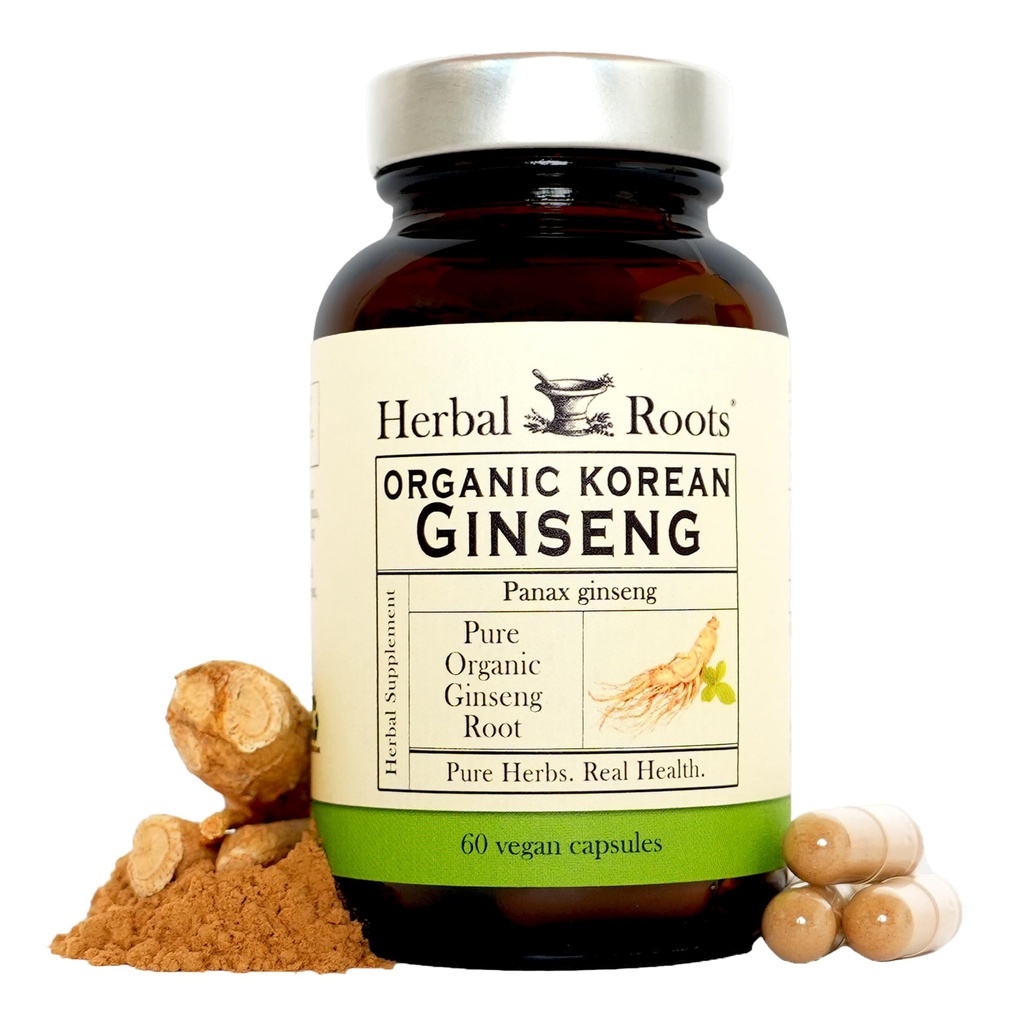 Herbal Roots Panax Ginseng 124; Organ Korea Ginseng Root Powder 124; 10000mg 124; High Ginsenosides for Energy & Performance 124; 60 Vegan Capsules