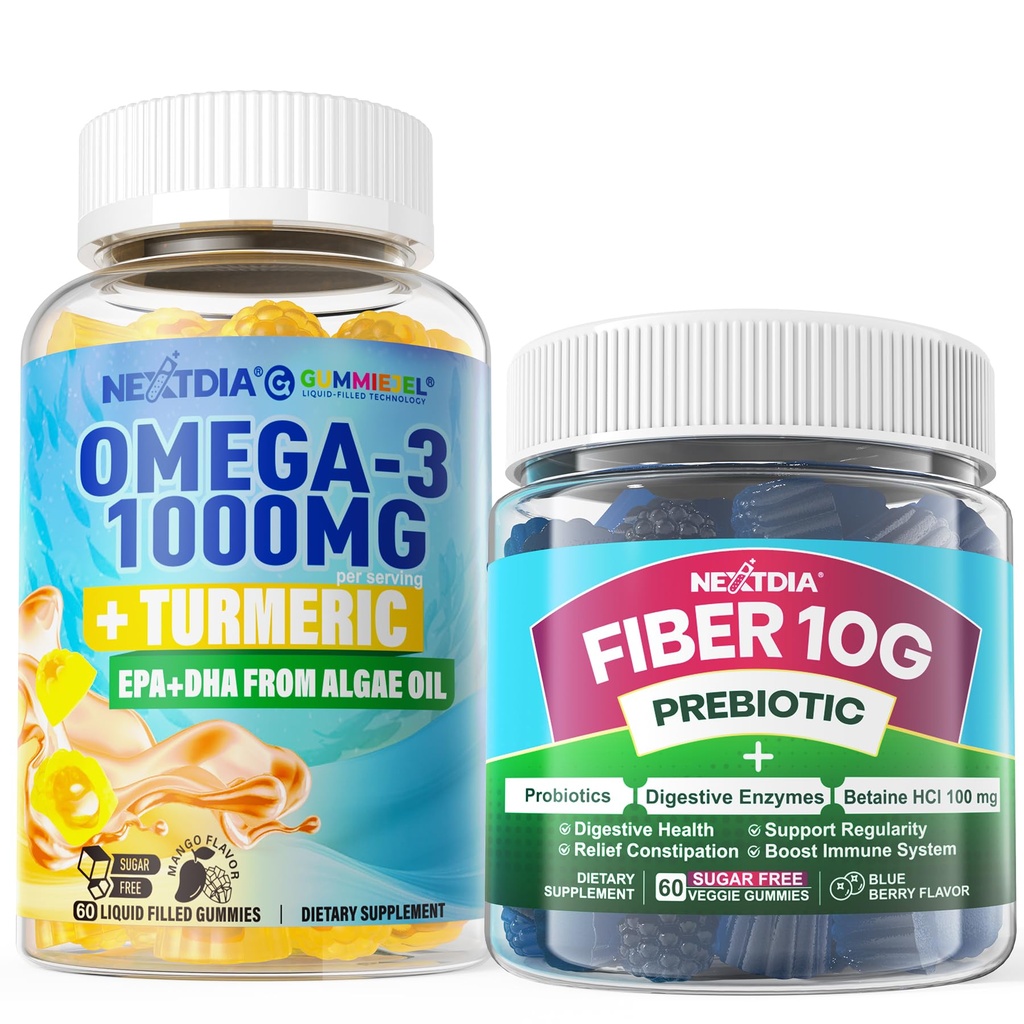 Vegan Omega - 3 100mg + Turmeric, Gummi Fiber