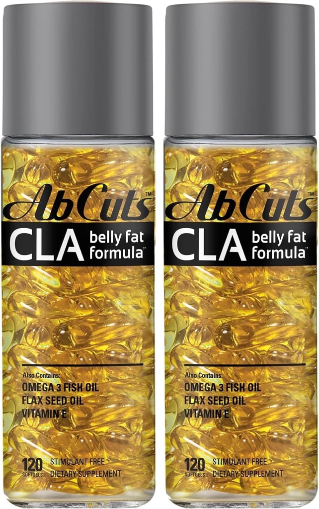 CLA Belly Fat Formula - 120 Easy- Swallow Softgels - Omega 3 Minyak Ikan, Flaxseed Oil dan Vitamin E - Membantu meningkatkan Supply Antioksidan dan Tubuh Sehat (Paket 2)