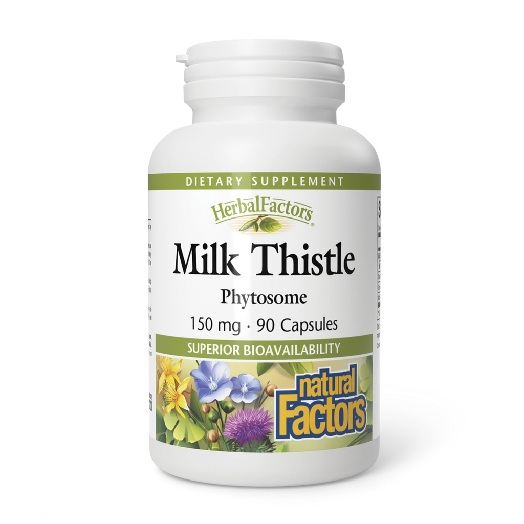 HerbalFactors by Natural Factors, Milk Thistle Phytosome, Promotes Healthy Liver Fungsi dengan Dandelion dan Turmeric, 90 kapsul (90 porsi)