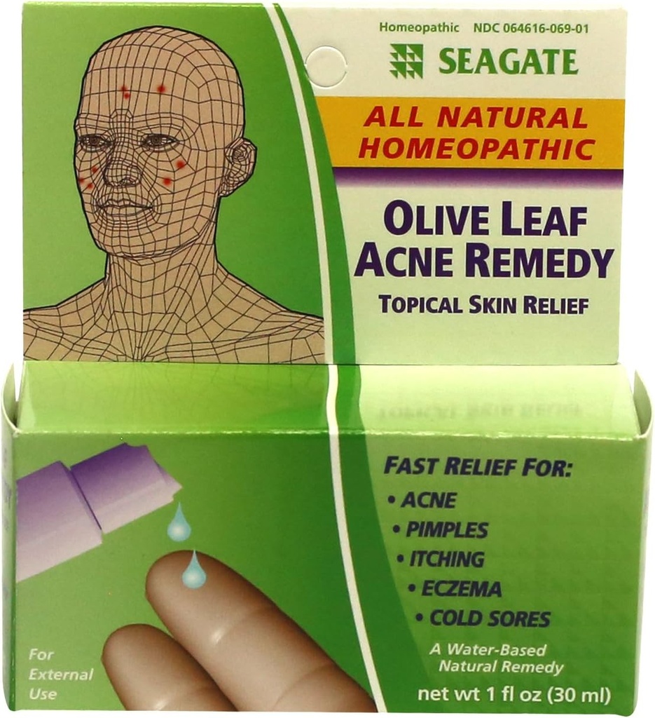 Seagate Product Homeopathic Olive Leaf Natural Acne Remedy (Pack of 2) 1 Ounce