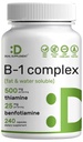 DEAL SUPLEMENT Vitamin B1 500mg dengan Benfotiamine, 240 Capsules - 2 dalam 1 Enhanced Formula - Fat & Water Soluble Thiamine B1 Suplemen - Pihak Ketiga Teruji, Non-GMO, No Gluten