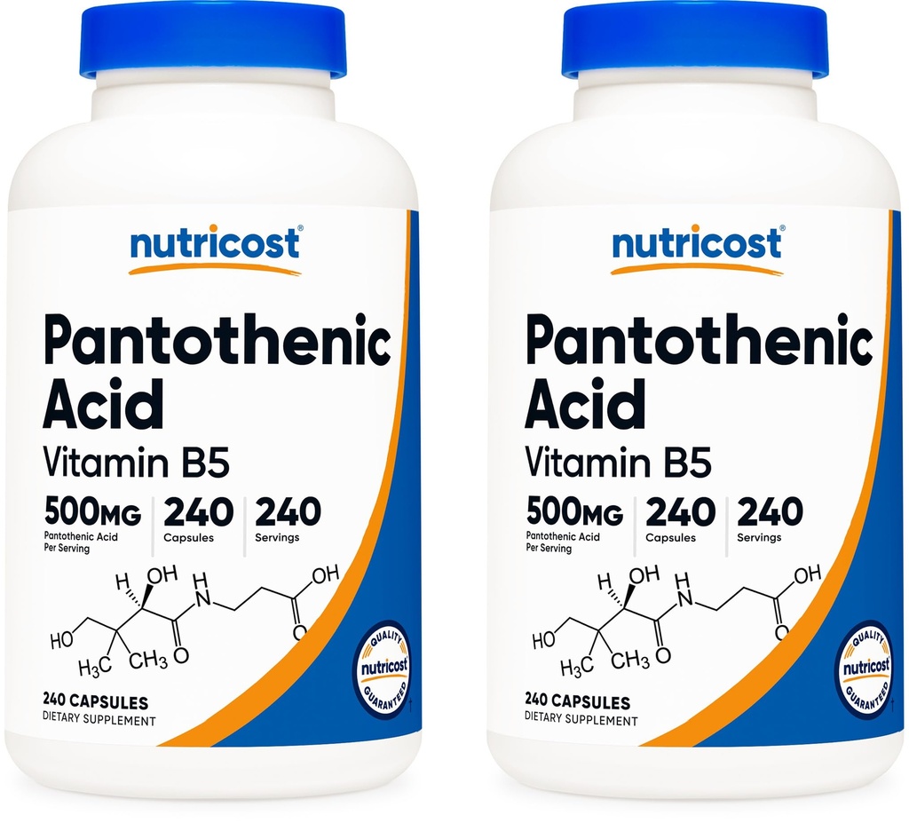 Nutricost Pantothenic Acid (Vitamin B5) 500mg, 240 Capsules (2 Botol)