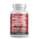 Clean Nutraceuticals Tart Cherry Extract Capsules dengan Turmeric Moringa Cranberry Chanca Piedra Quercetin ACV Pomegranate L Selenomethionine - Tingkat Uric - 120 Ct