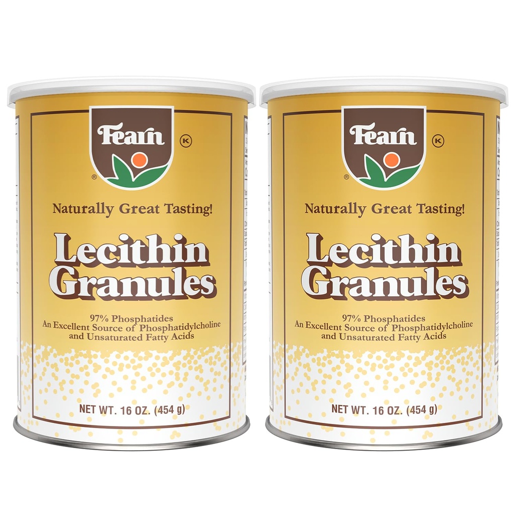 Fearn Natural Foods Soy Leethin Granules - Fat Emulsifier with Estible Nutrients for Health, Imporested Texture of Cakes, Breads & DIY Gummies, 16 Oz (Paket 2)