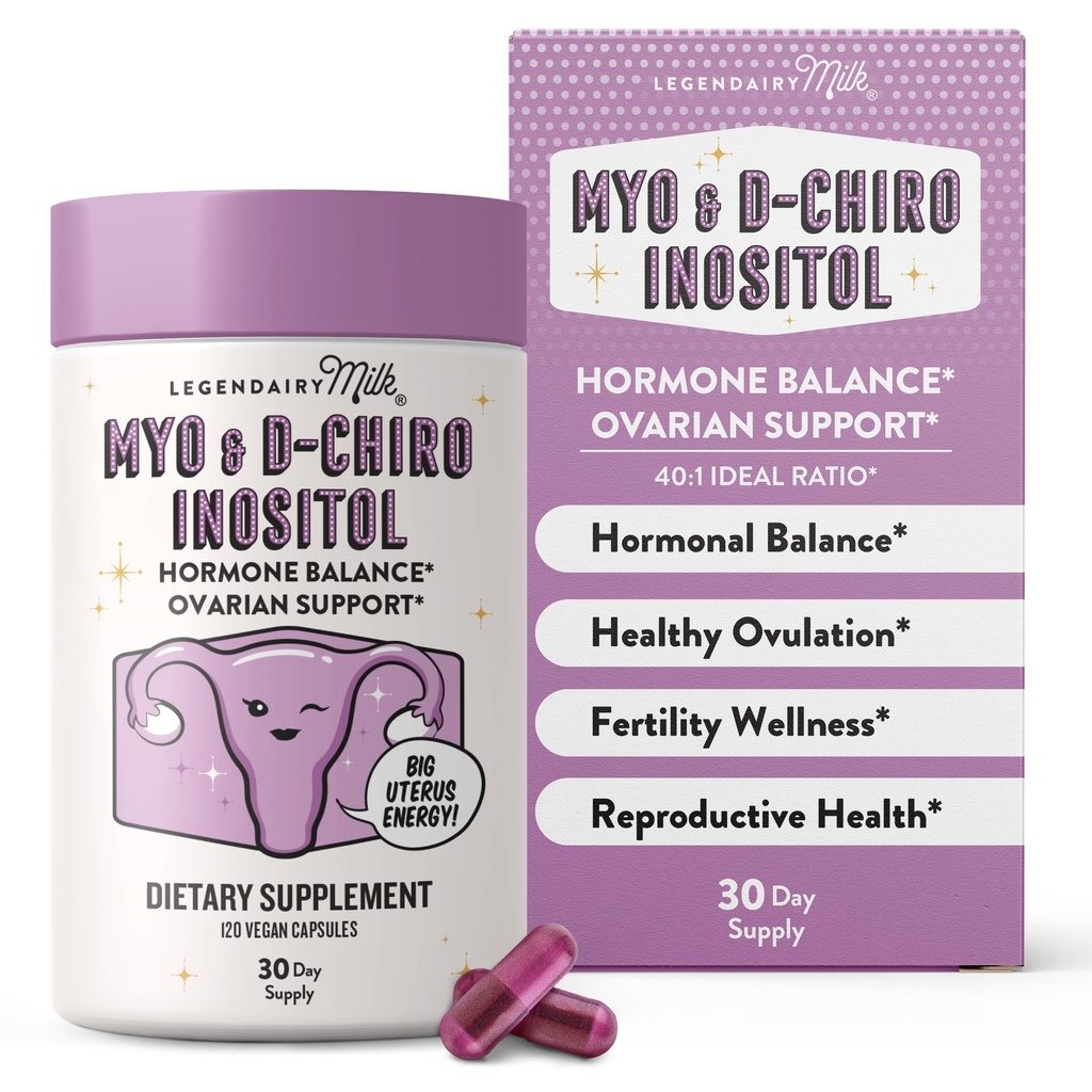 Milk Murni Inosit Suplemen - Myo Inositol dan D- Chiro Inositol Capsules - Ideal 40: 1 Rasio - Ovarian & Fertilitas Dukungan untuk Perempuan - 30 Hari Suppply