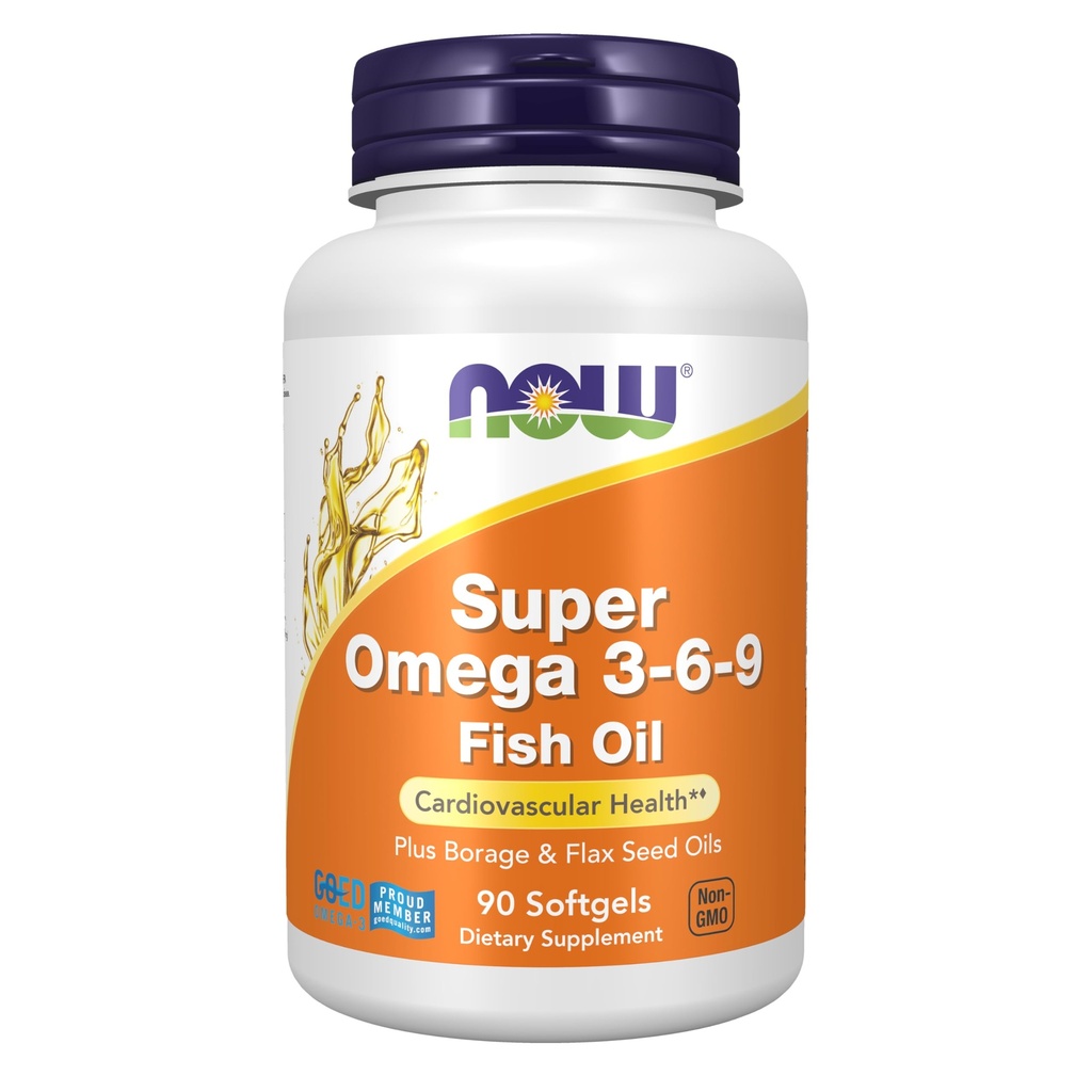 Suplemen sekarang, Super Omega 3-6-9 1200 mg dengan campuran Fish, Borage dan Minyak Benih Flax, 90 Softgels