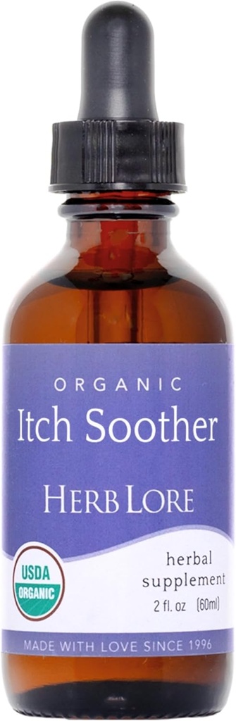 Herb Lore Organic Itch Sother Tincture - Soothes Itchy Pregnancy Skin, Cair Milk Thistle, Dandelion & Yellow Dock Liver Suppplemen Drops (2 fl oz)