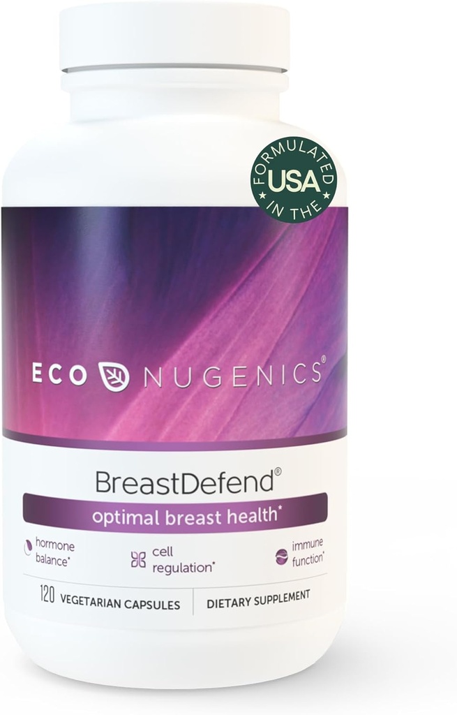 Suplemen EcoNugenics Breastend DIM untuk Mendukung Kesehatan Optimal Breast for Women, Estrogen Hormone Keseimbangan, Dukungan Imune - Turmeric Curcumin, Reishi & Turk Tail Mushroom - 120 Capsules