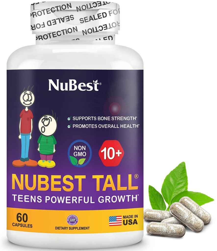 NuBest Tall 10 + Premium Bone Formula, Enhanced Imunity and Overall Health for Age 10 + with Calcium, Vitamin D3, Vitamin K2, and Multivitamin 124; 60 Capsules 124; 1 Bulan Supply