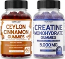 Ceylon Cinnamon (60 Count) - Berberine & Ginseng untuk Pembuangan Kelebihan Dukungan Wellness dan Creatine Monohydrate (90 Gummies) Delicious Blue Raspberry Chews Flavored Supplemen - Non GMO & Dibuat di AS